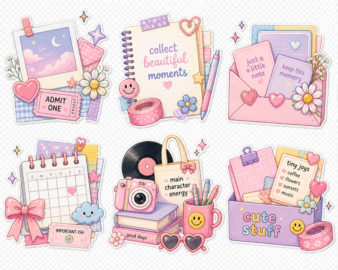 Junk Journal Ephemera Pack | 50+ Vintage Paper Pieces, Tags, Stickers (Dainty Doodles)