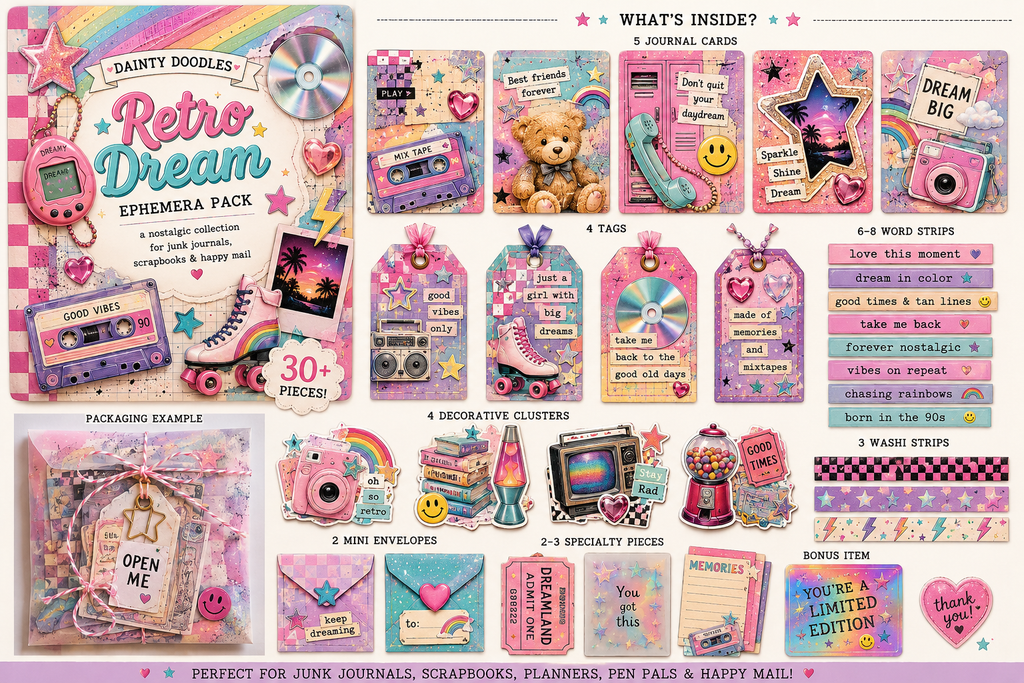 Retro Dream Ephemera Pack ✨📼🌈