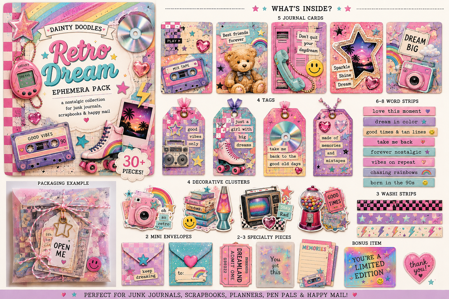 Retro Dream Ephemera Pack ✨📼🌈
